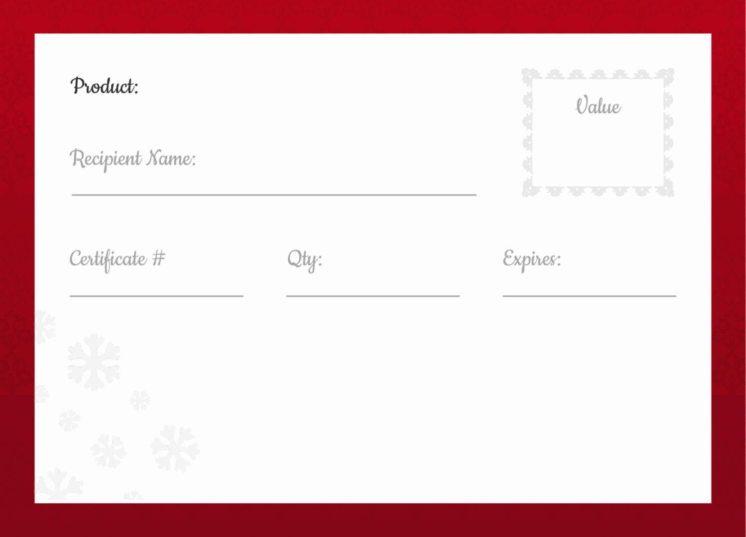 Gift certificate template with red border.