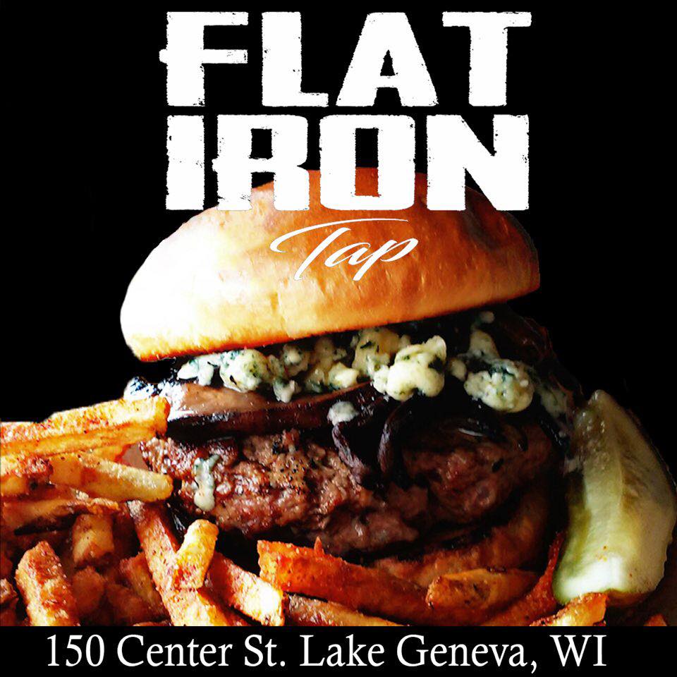 Delicious burger from Flat Iron Tap in Lake Geneva, WI.