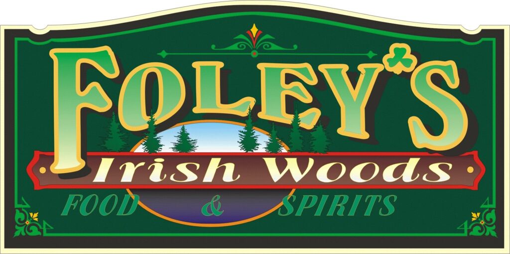 Logo of Foley Irish Woods & Spirits in green and gold.