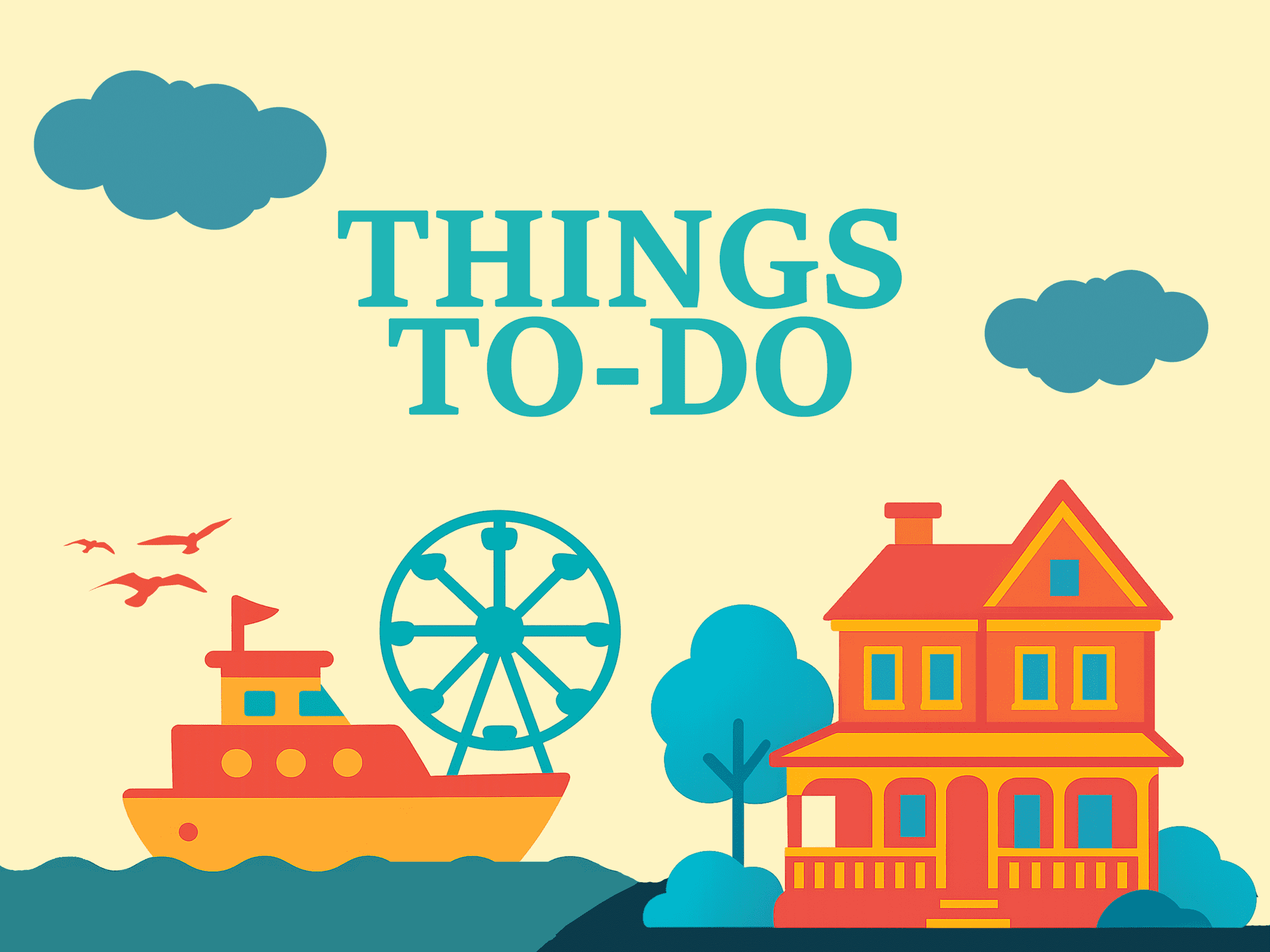 A colorful to-do list header with playful illustrations.
