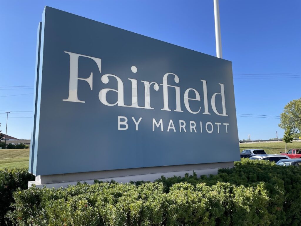 Signboard of Fairfield by Marriott hotel.