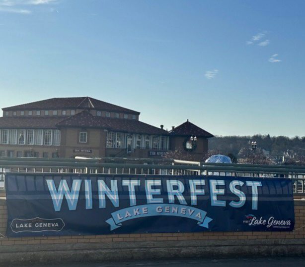 Winterfest Lake Geneva banner on display.