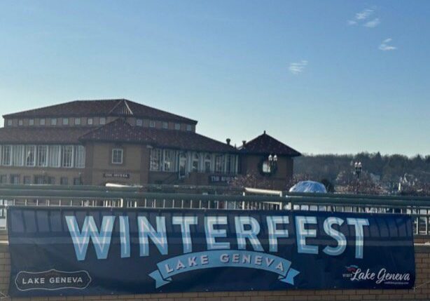 Winterfest Lake Geneva banner on display.