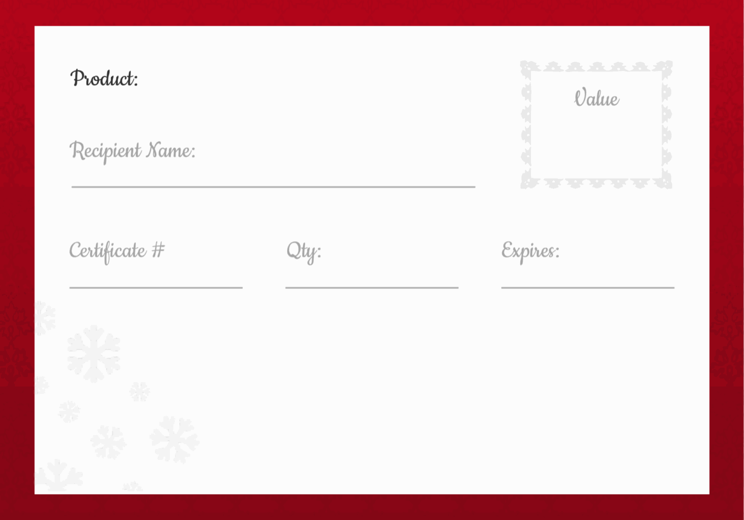 Gift certificate template with red border.